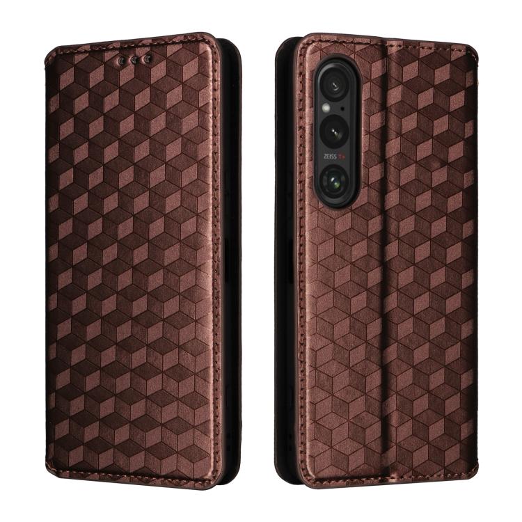 For Sony Xperia 1 VI Cubic Grid Texture Flip Leather Phone Case