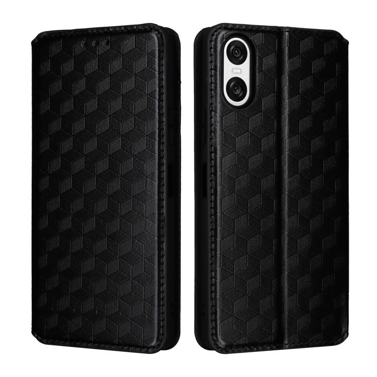 For Sony Xperia 10 VI Cubic Grid Texture Flip Leather Phone Case