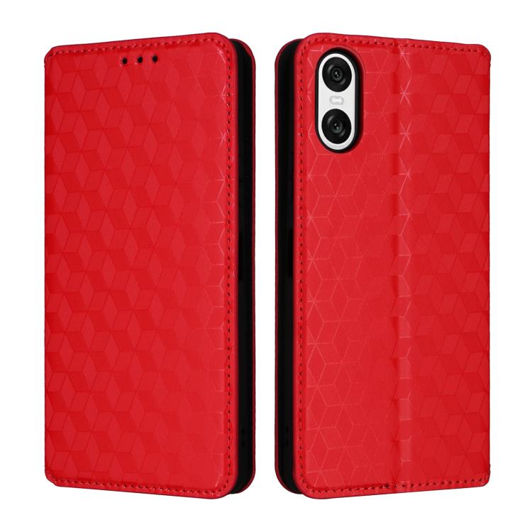 For Sony Xperia 10 VI Cubic Grid Texture Flip Leather Phone Case