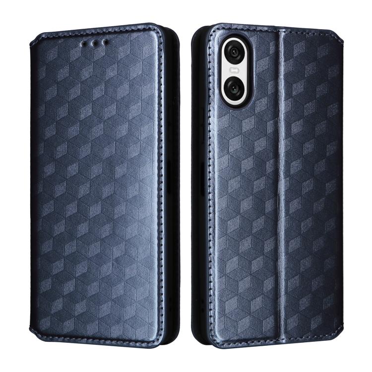 For Sony Xperia 10 VI Cubic Grid Texture Flip Leather Phone Case