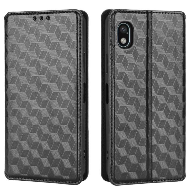 For Sony Xperia Ace III Cubic Grid Texture Flip Leather Phone Case