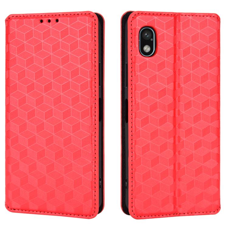 For Sony Xperia Ace III Cubic Grid Texture Flip Leather Phone Case