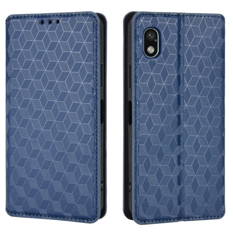 For Sony Xperia Ace III Cubic Grid Texture Flip Leather Phone Case