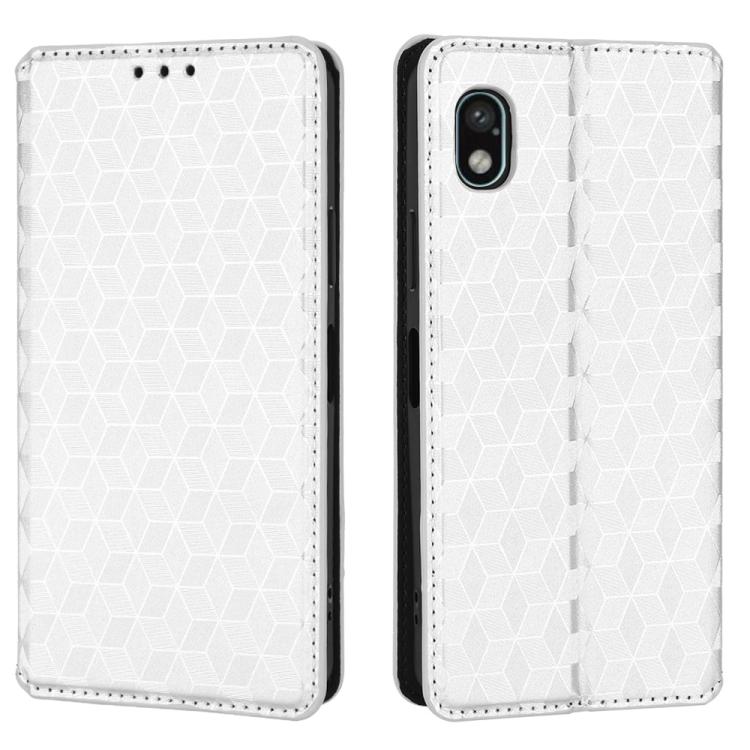 For Sony Xperia Ace III Cubic Grid Texture Flip Leather Phone Case