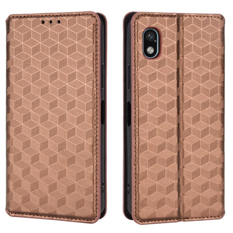 For Sony Xperia Ace III Cubic Grid Texture Flip Leather Phone Case