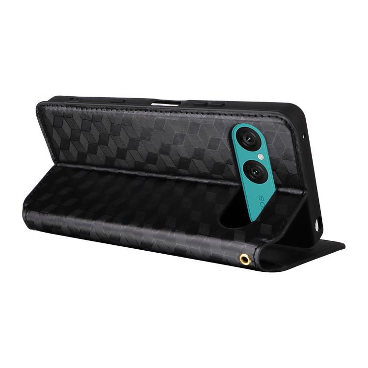 For Sony Xperia 10 VII Cubic Grid Texture Flip Leather Phone Case