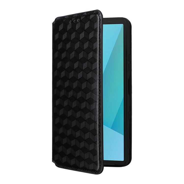 For Sony Xperia 10 VII Cubic Grid Texture Flip Leather Phone Case