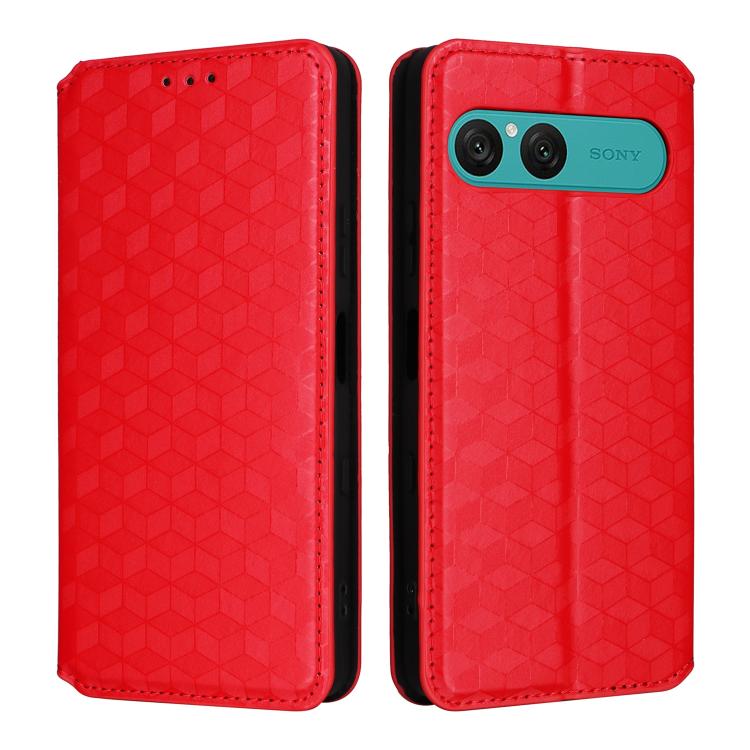 For Sony Xperia 10 VII Cubic Grid Texture Flip Leather Phone Case