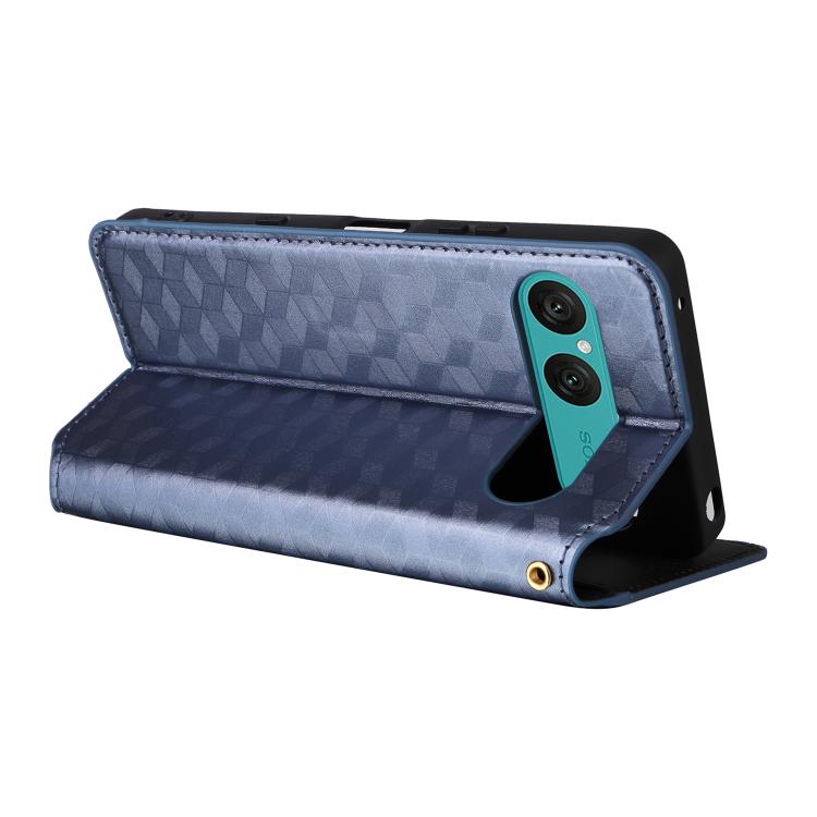 For Sony Xperia 10 VII Cubic Grid Texture Flip Leather Phone Case