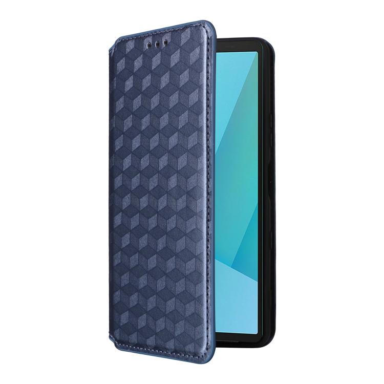For Sony Xperia 10 VII Cubic Grid Texture Flip Leather Phone Case