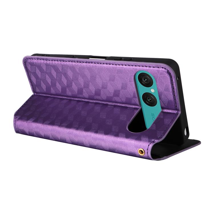 For Sony Xperia 10 VII Cubic Grid Texture Flip Leather Phone Case