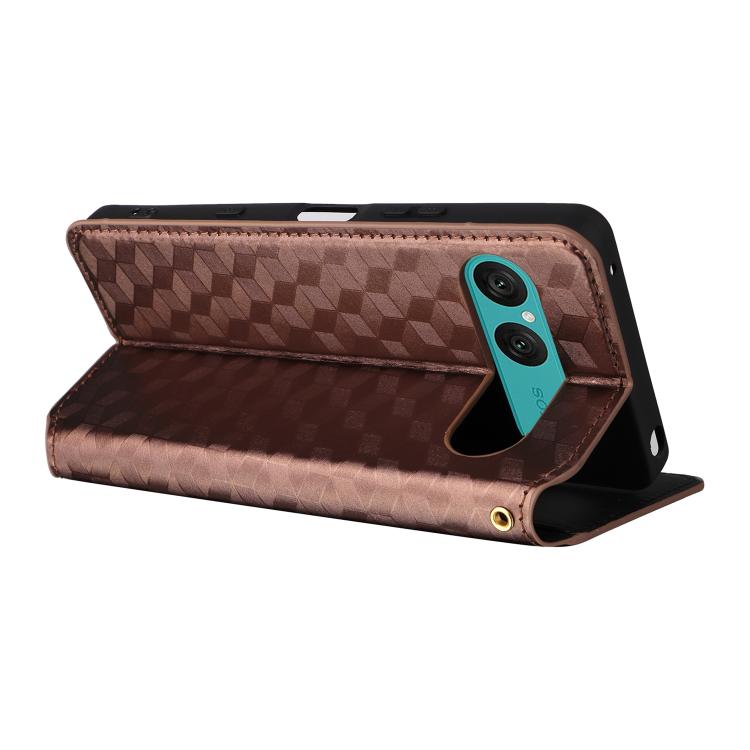 For Sony Xperia 10 VII Cubic Grid Texture Flip Leather Phone Case