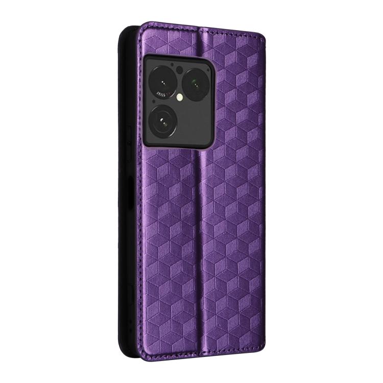 For Sony Xperia 1 VIII Cubic Grid Texture Flip Leather Phone Case