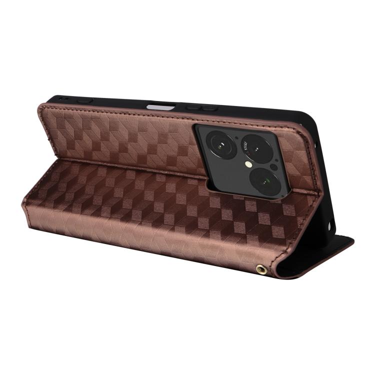 For Sony Xperia 1 VIII Cubic Grid Texture Flip Leather Phone Case