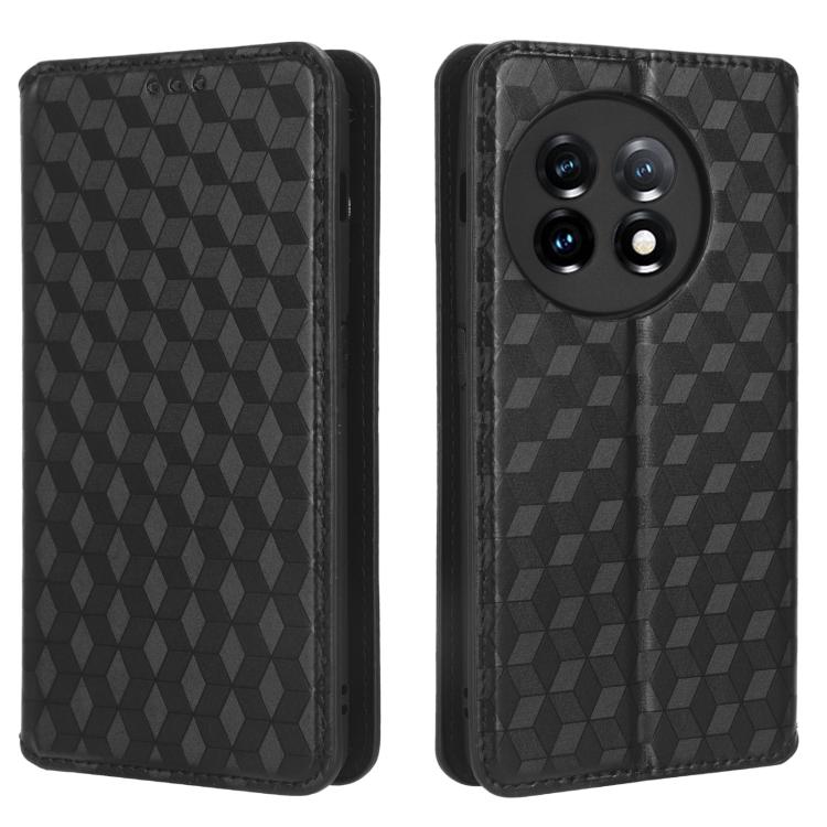 For OnePlus 11R / OnePlus Ace 2 Cubic Grid Texture Flip Leather Phone Case