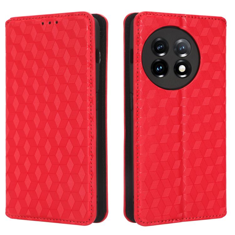 For OnePlus 11R / OnePlus Ace 2 Cubic Grid Texture Flip Leather Phone Case