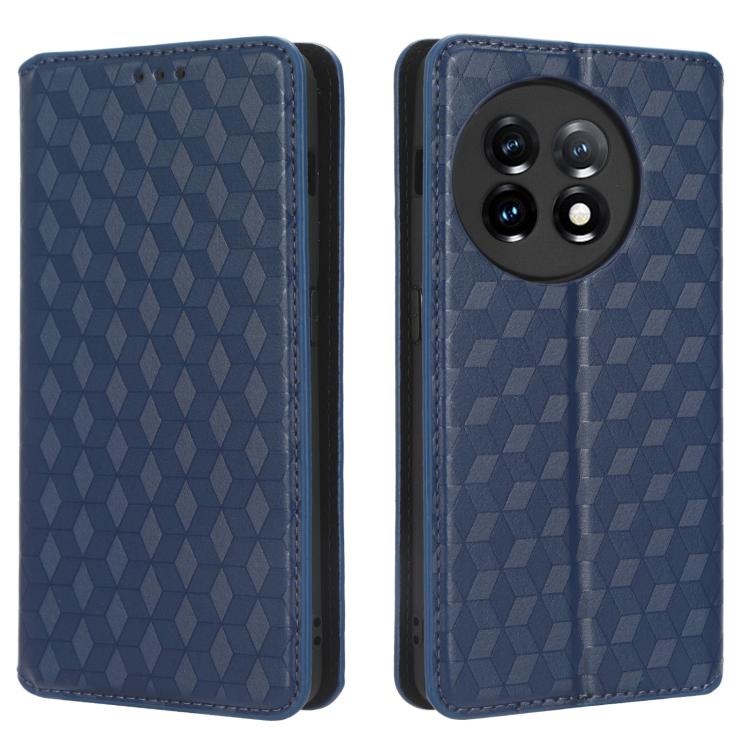 For OnePlus 11R / OnePlus Ace 2 Cubic Grid Texture Flip Leather Phone Case