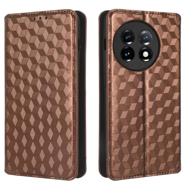 For OnePlus 11R / OnePlus Ace 2 Cubic Grid Texture Flip Leather Phone Case