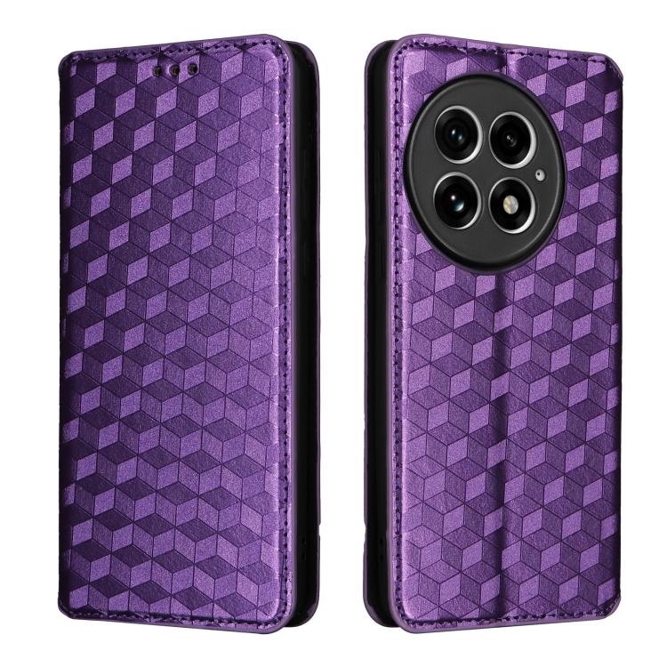 For OnePlus 13 Cubic Grid Texture Flip Leather Phone Case
