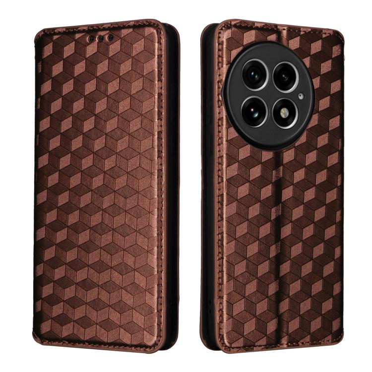 For OnePlus 13 Cubic Grid Texture Flip Leather Phone Case