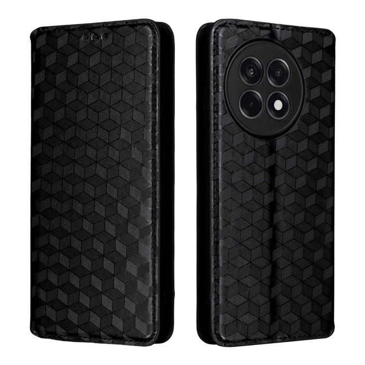For OnePlus 13R / Ace 5 / Ace 5 Pro Cubic Grid Texture Flip Leather Phone Case