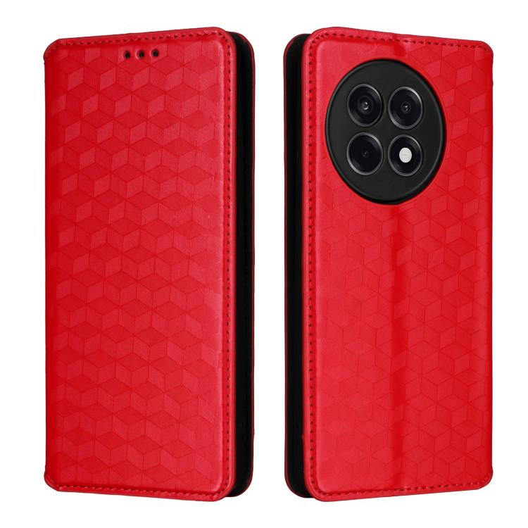 For OnePlus 13R / Ace 5 / Ace 5 Pro Cubic Grid Texture Flip Leather Phone Case
