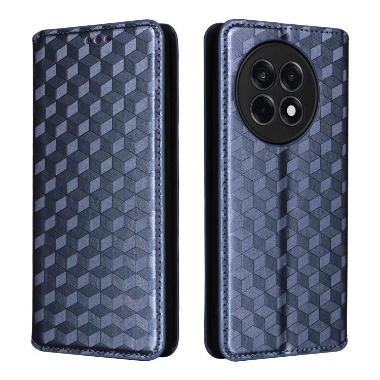For OnePlus 13R / Ace 5 / Ace 5 Pro Cubic Grid Texture Flip Leather Phone Case