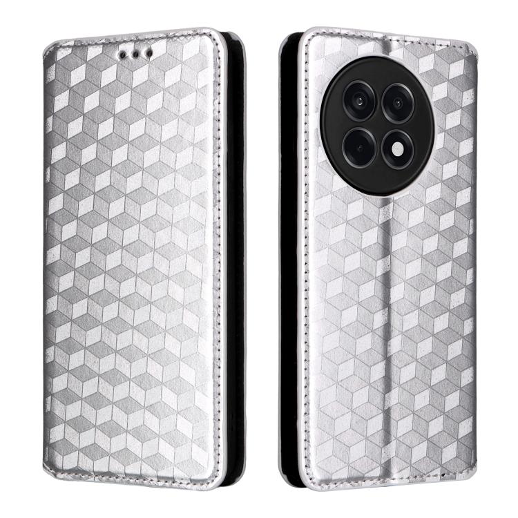 For OnePlus 13R / Ace 5 / Ace 5 Pro Cubic Grid Texture Flip Leather Phone Case