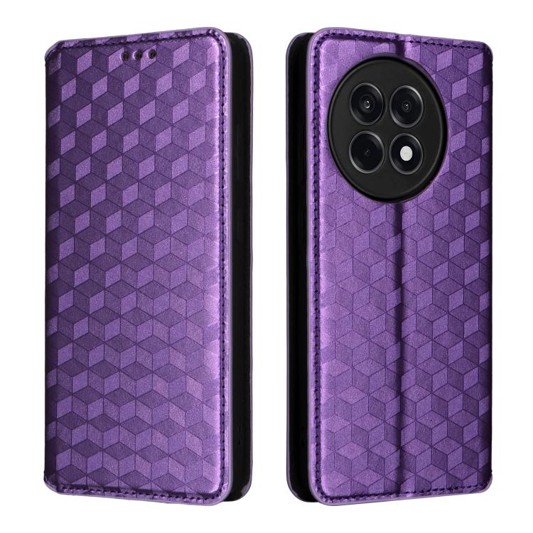 For OnePlus 13R / Ace 5 / Ace 5 Pro Cubic Grid Texture Flip Leather Phone Case