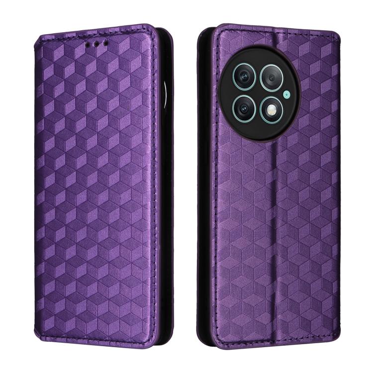 For OnePlus Ace 2 Pro Cubic Grid Texture Flip Leather Phone Case