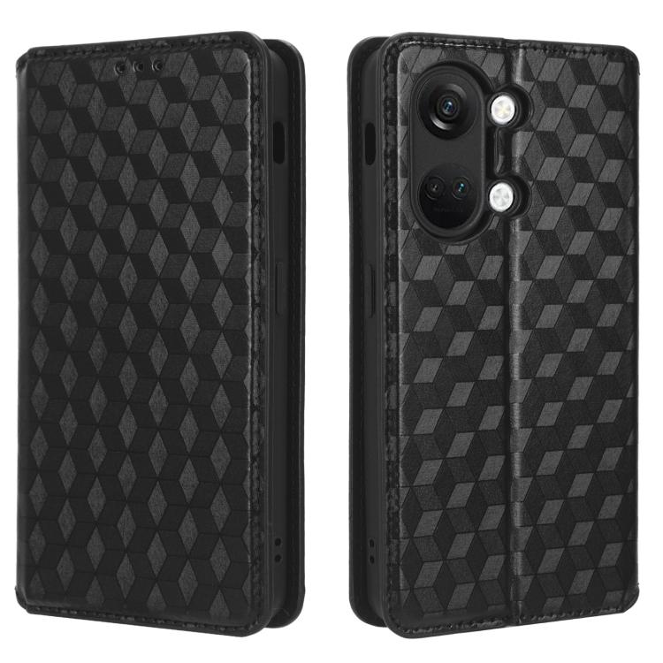 For OnePlus Ace 2V / Nord 3 Cubic Grid Texture Flip Leather Phone Case
