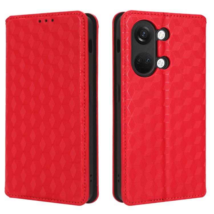 For OnePlus Ace 2V / Nord 3 Cubic Grid Texture Flip Leather Phone Case