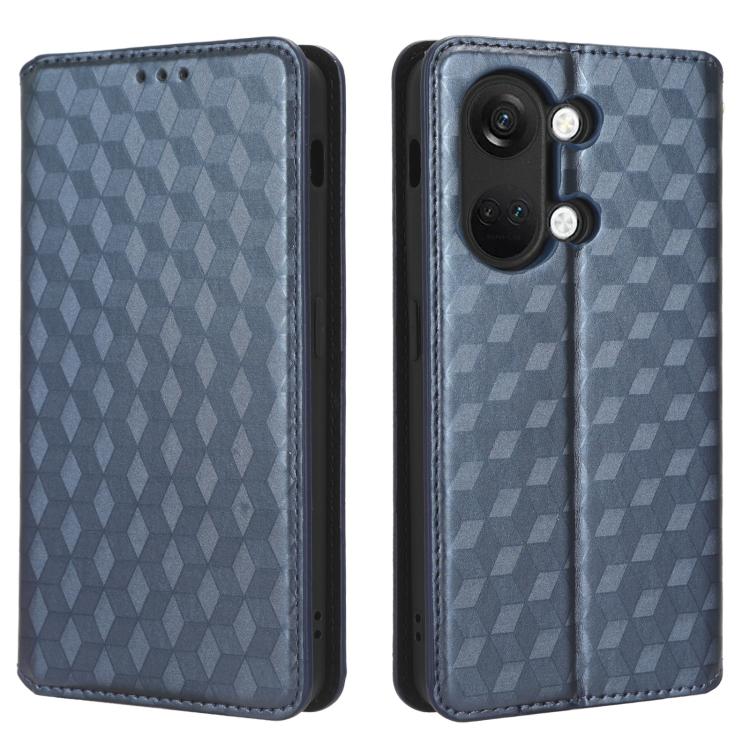 For OnePlus Ace 2V / Nord 3 Cubic Grid Texture Flip Leather Phone Case