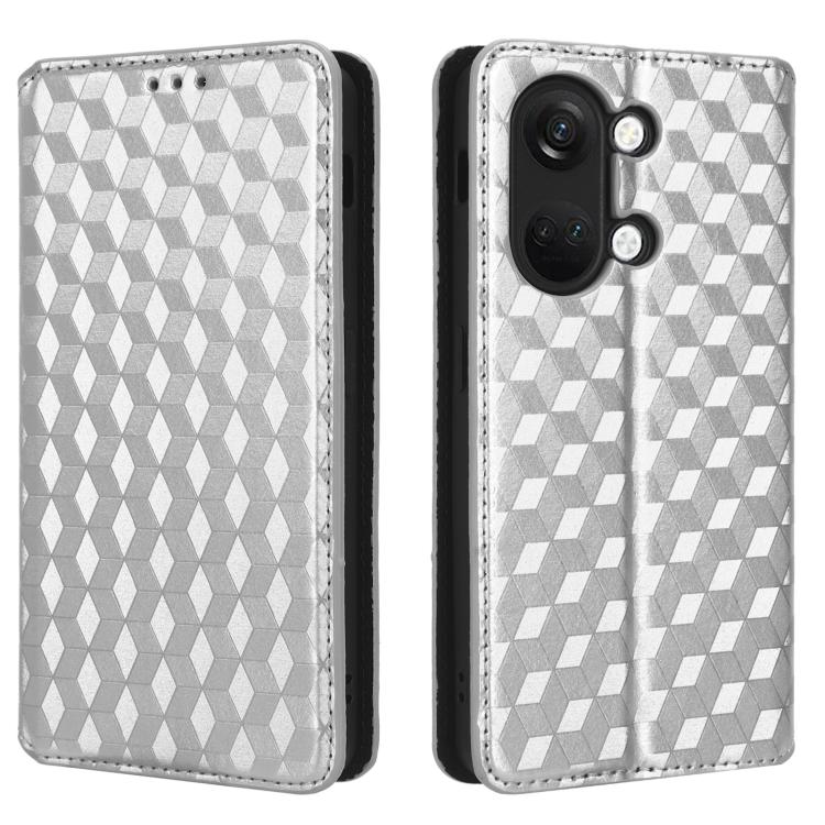 For OnePlus Ace 2V / Nord 3 Cubic Grid Texture Flip Leather Phone Case