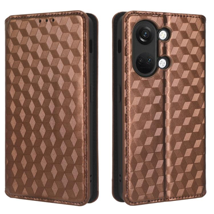 For OnePlus Ace 2V / Nord 3 Cubic Grid Texture Flip Leather Phone Case