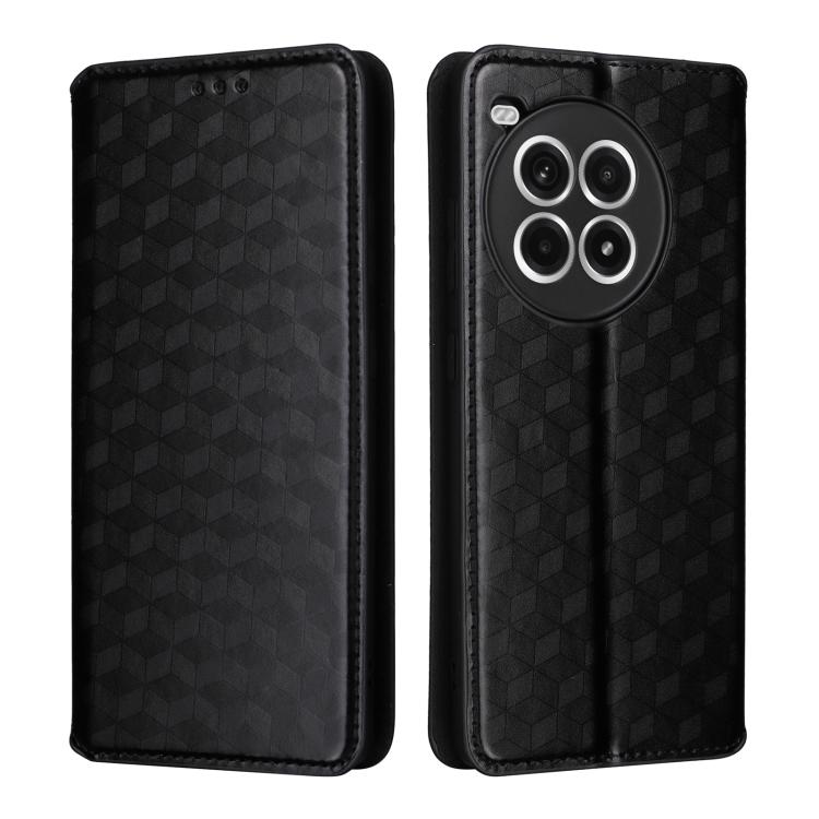 For OnePlus Ace 3 Pro Cubic Grid Texture Flip Leather Phone Case