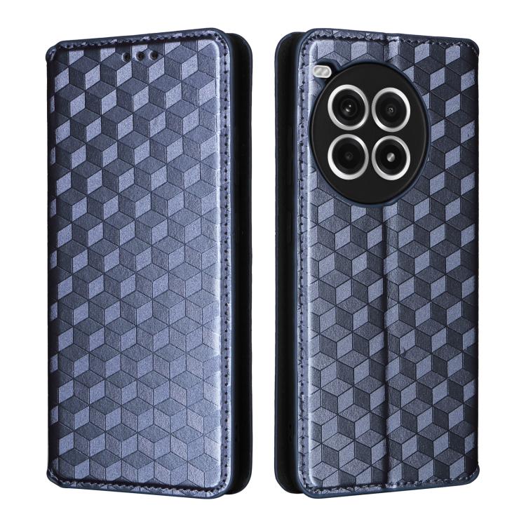 For OnePlus Ace 3 Pro Cubic Grid Texture Flip Leather Phone Case