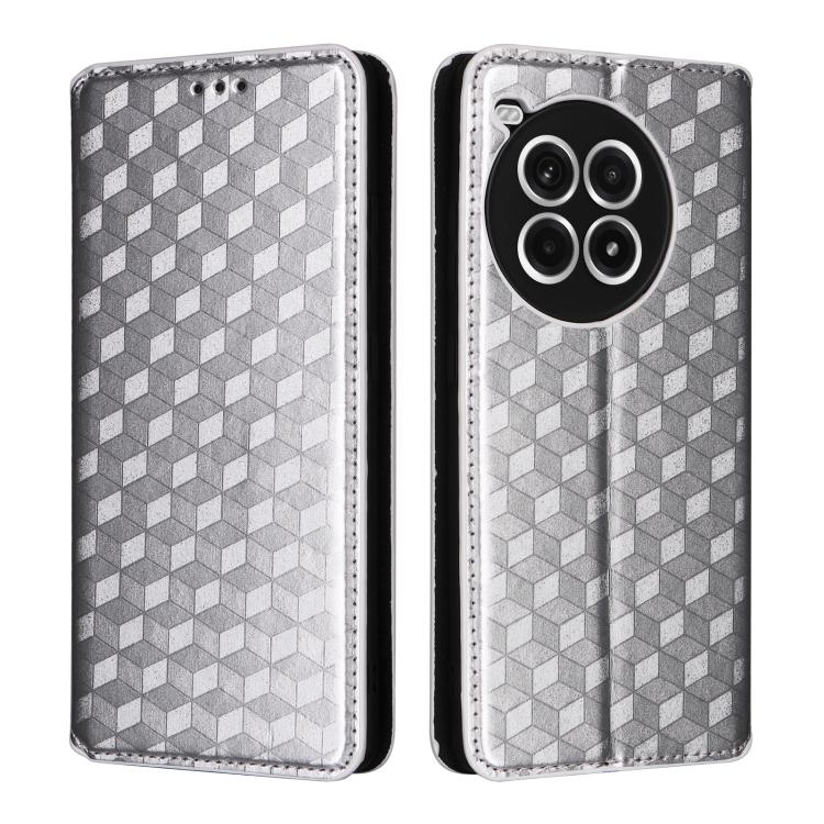 For OnePlus Ace 3 Pro Cubic Grid Texture Flip Leather Phone Case