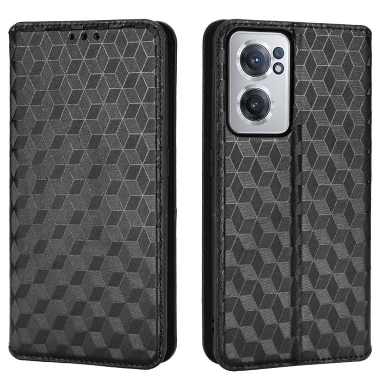 For OnePlus Nord CE 2 5G Cubic Grid Texture Flip Leather Phone Case
