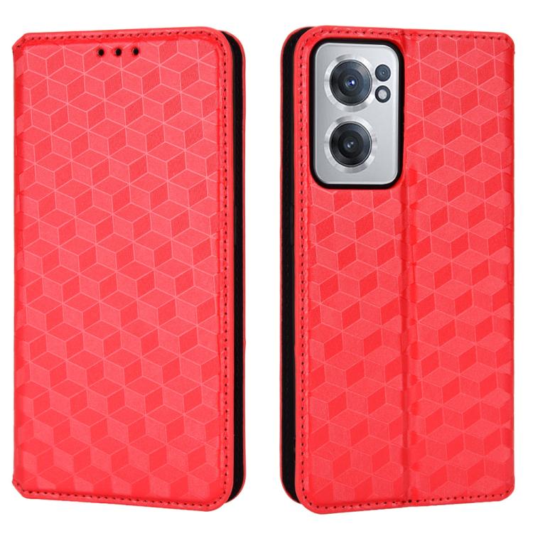 For OnePlus Nord CE 2 5G Cubic Grid Texture Flip Leather Phone Case