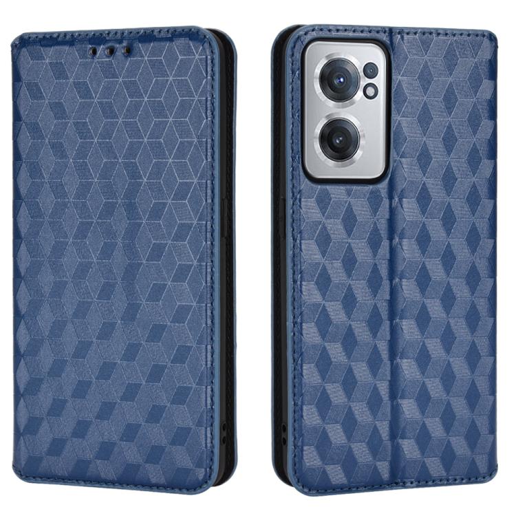 For OnePlus Nord CE 2 5G Cubic Grid Texture Flip Leather Phone Case