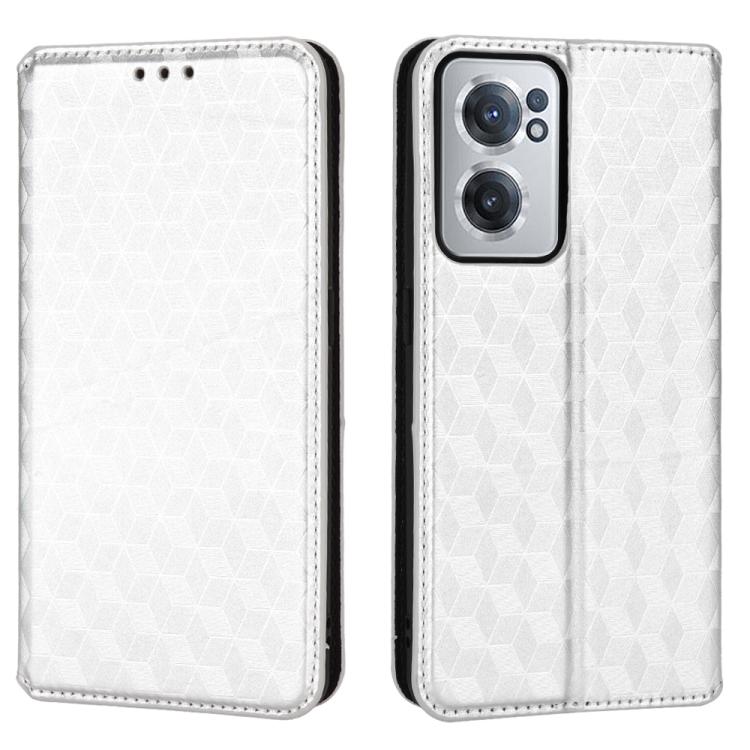 For OnePlus Nord CE 2 5G Cubic Grid Texture Flip Leather Phone Case