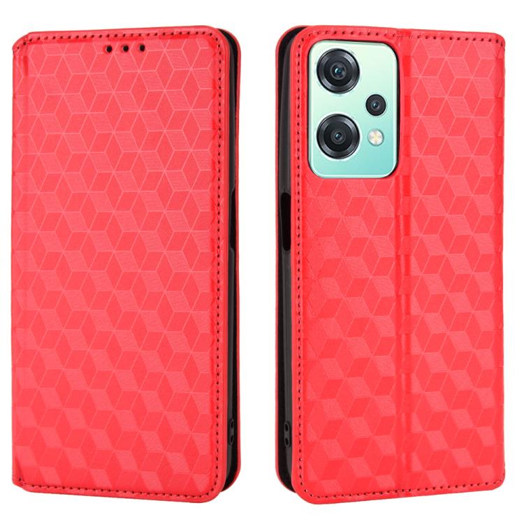 For OnePlus Nord CE 2 Lite 5G Cubic Grid Texture Flip Leather Phone Case