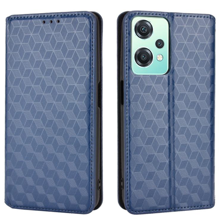 For OnePlus Nord CE 2 Lite 5G Cubic Grid Texture Flip Leather Phone Case