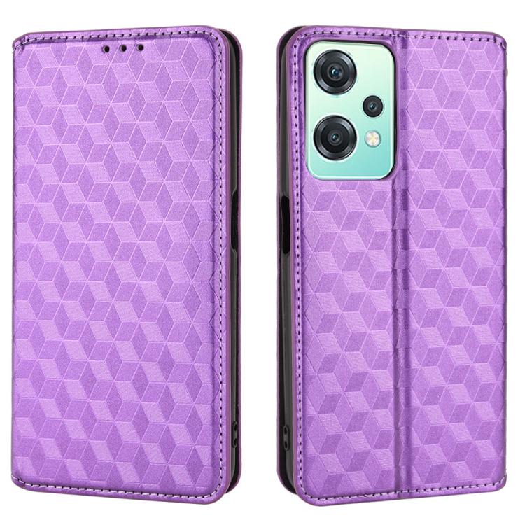 For OnePlus Nord CE 2 Lite 5G Cubic Grid Texture Flip Leather Phone Case