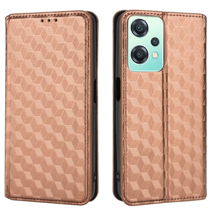 For OnePlus Nord CE 2 Lite 5G Cubic Grid Texture Flip Leather Phone Case
