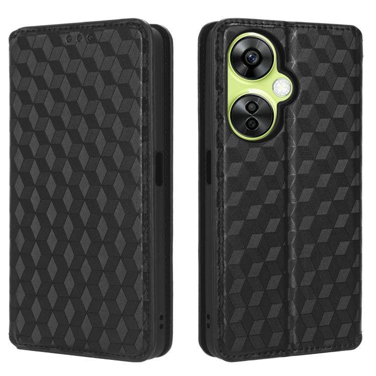 For OnePlus Nord CE 3 Lite / Nord N30 Cubic Grid Texture Flip Leather Phone Case