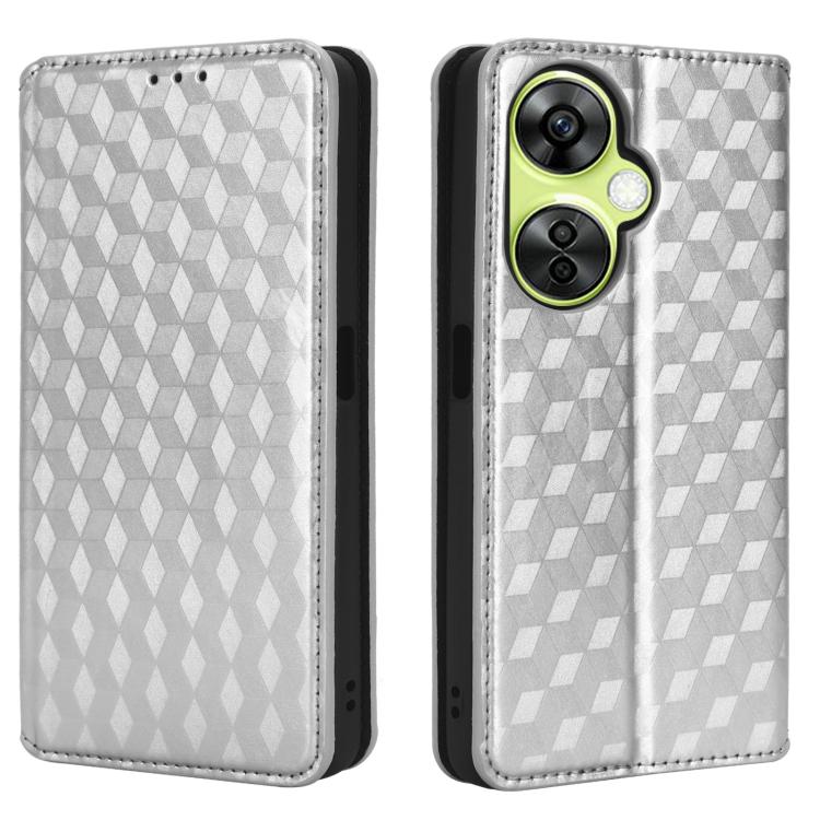 For OnePlus Nord CE 3 Lite / Nord N30 Cubic Grid Texture Flip Leather Phone Case