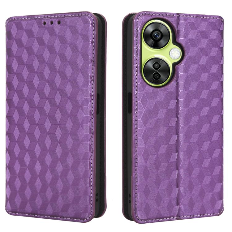 For OnePlus Nord CE 3 Lite / Nord N30 Cubic Grid Texture Flip Leather Phone Case
