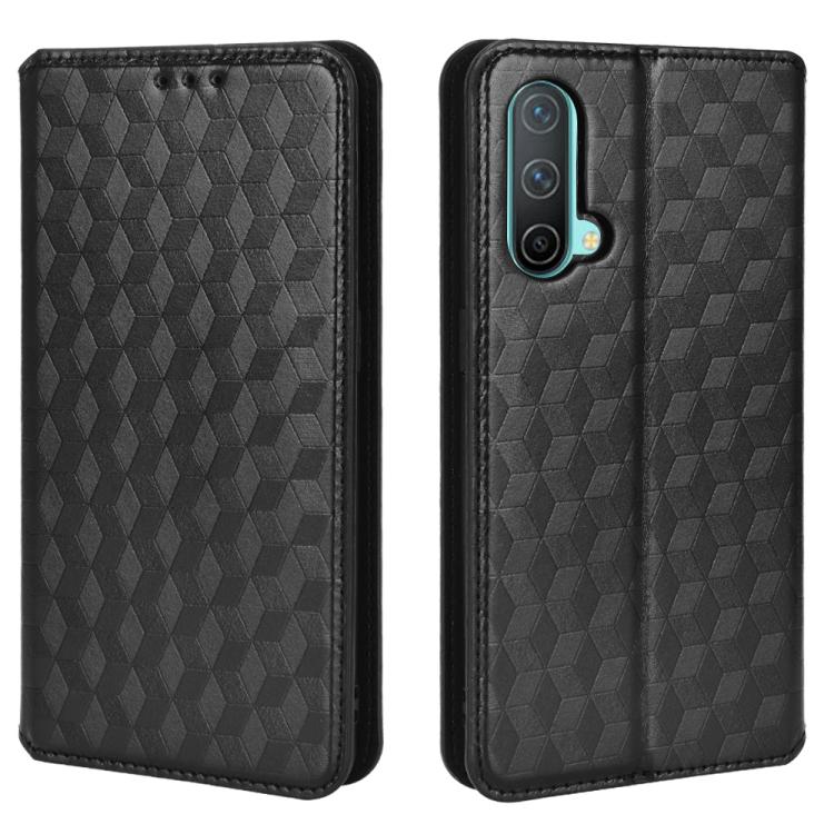 For OnePlus Nord CE 5G Cubic Grid Texture Flip Leather Phone Case